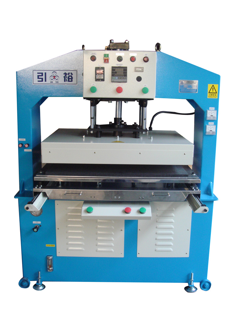 Heat transfer press machine - Double work-bench, highly efficient, allows two-people operation.